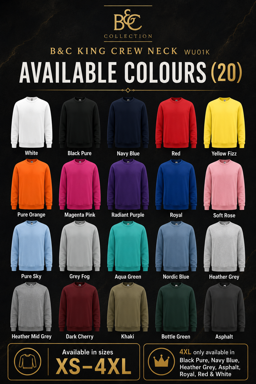 Custom B&C King Crew Neck Sweatshirt(280 GSM EDITION)