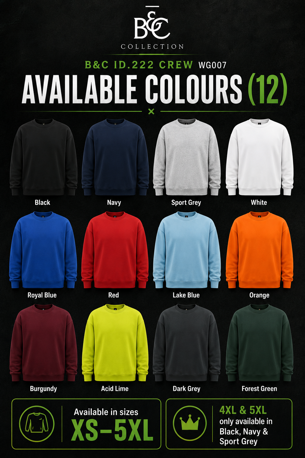 Custom B&C ID.222 Crew Sweatshirt (280 GSM EDITION)
