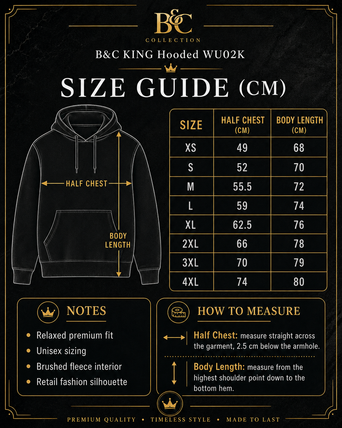 Custom B&C King Hooded Hoodie (280 GSM EDITION)