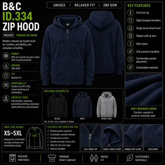 ISG ID.334 Zip Hoodie – BA432 Customisable (280 GSM EDITION)