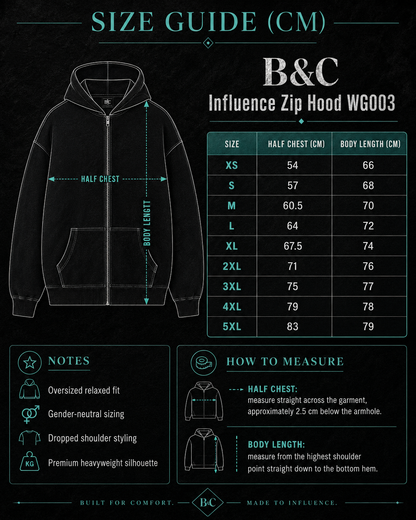 Custom B&C Influence Zip Hood (300 GSM EDITION)
