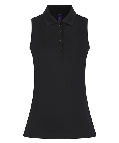 Henbury Women’s sleeveless Coolplus® polo shirt