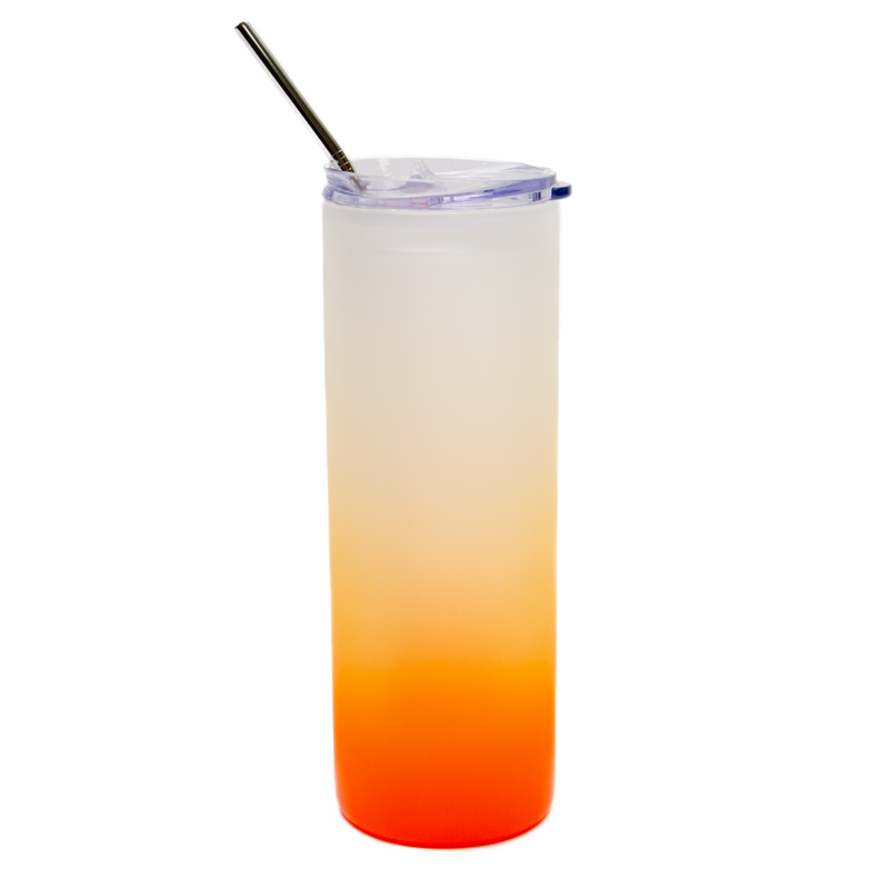 750ml Skinny Glass Tumbler - Orange Gradient