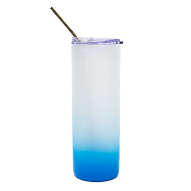 750ml Skinny Glass Tumbler - Light Blue Gradient