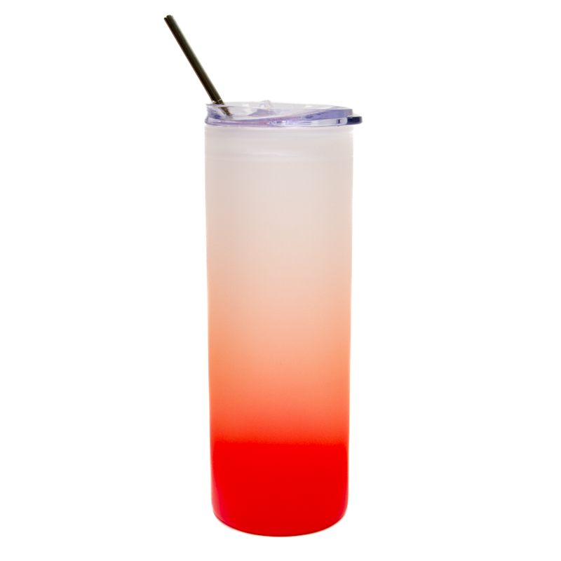 750ml Skinny Glass Tumbler - Red Gradient