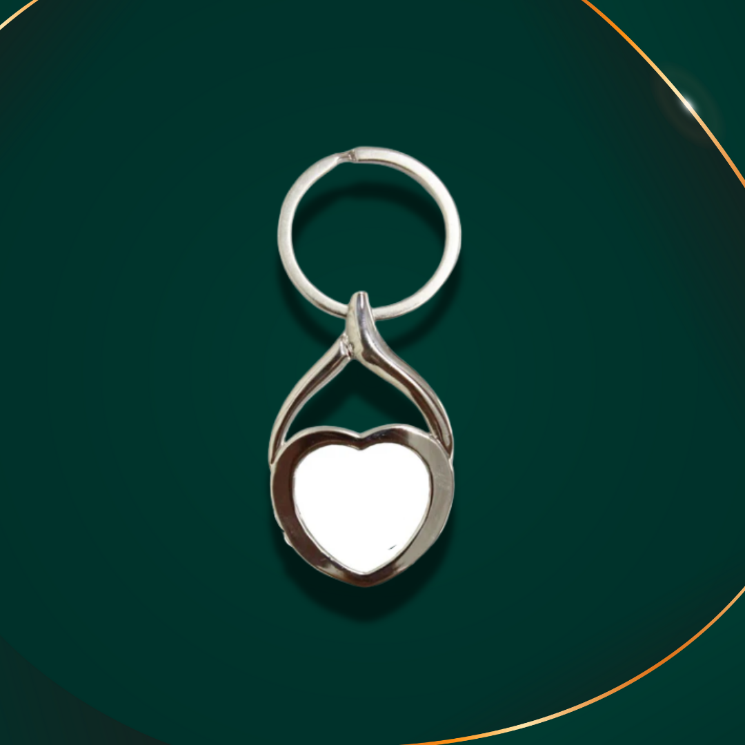 Customisable Keyring - Metal - Heart Shape - Silver