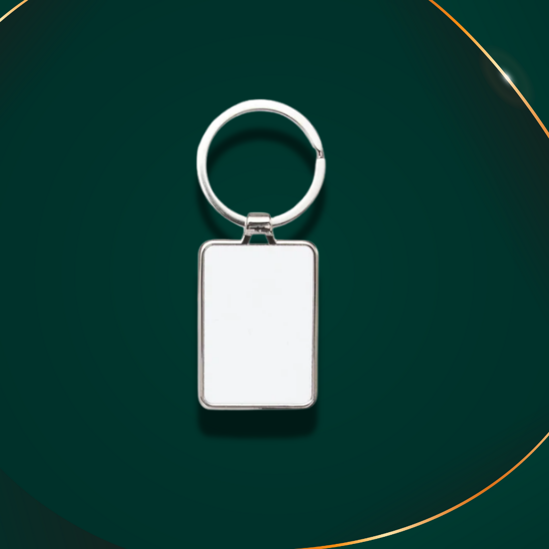 Customisable Keyring - Metal -Curved Rectangle - Silver