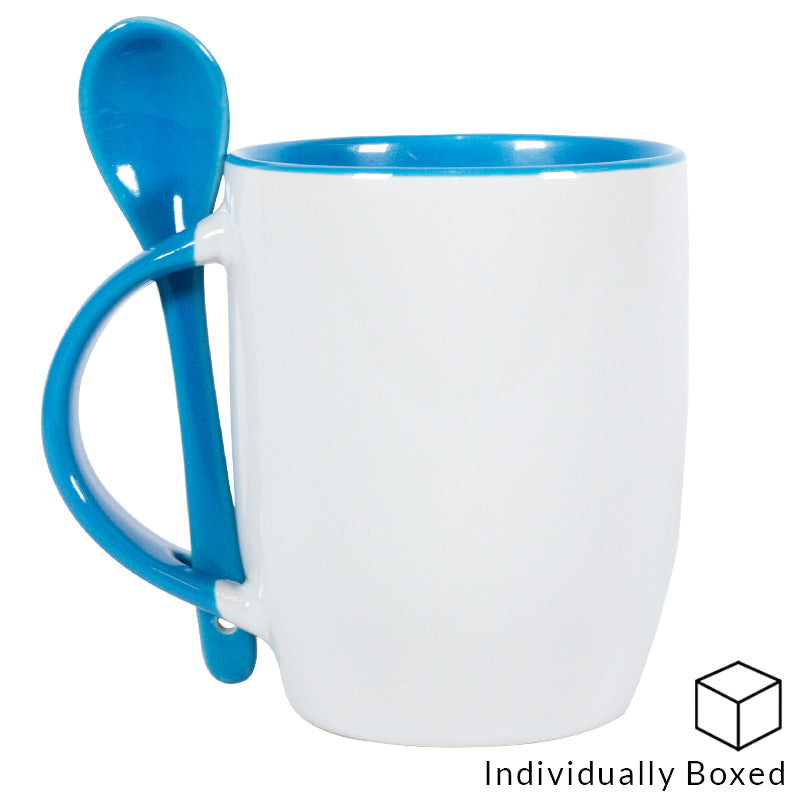 Two Tone Mug with Spoon - Light Blue
