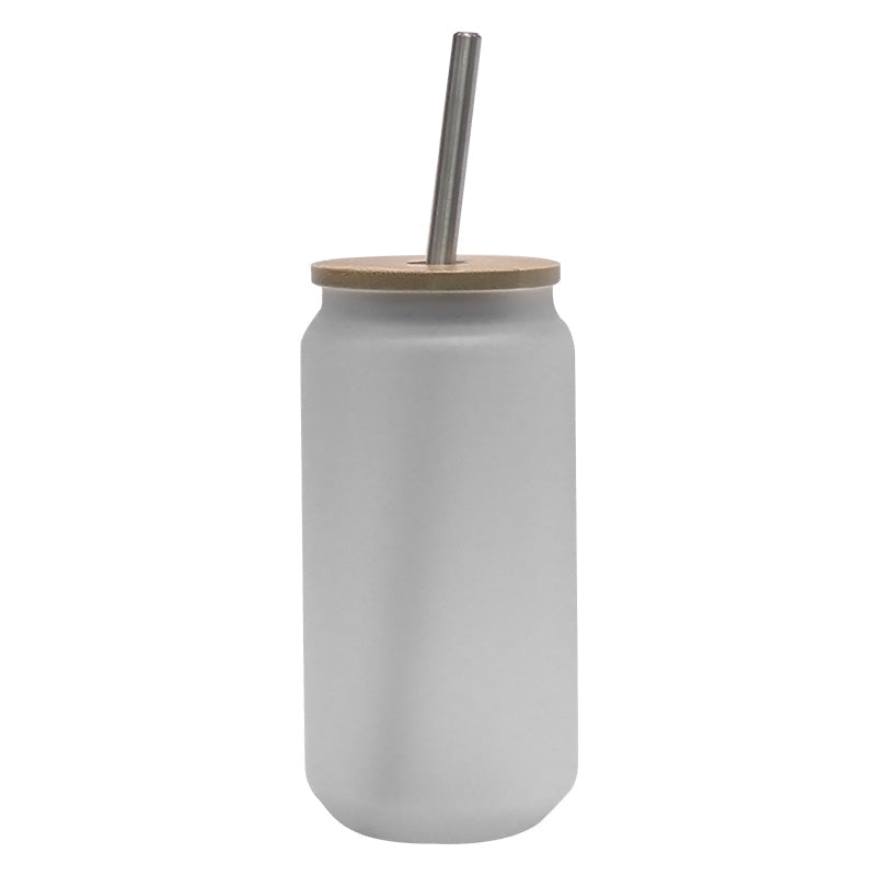 Frosted Glass Tumbler with Bamboo Lid - 18oz