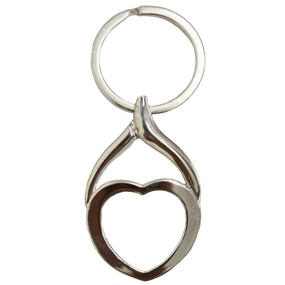 Customisable Keyring - Metal - Heart Shape - Silver