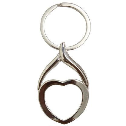 Customisable Keyring - Metal - Heart Shape - Silver