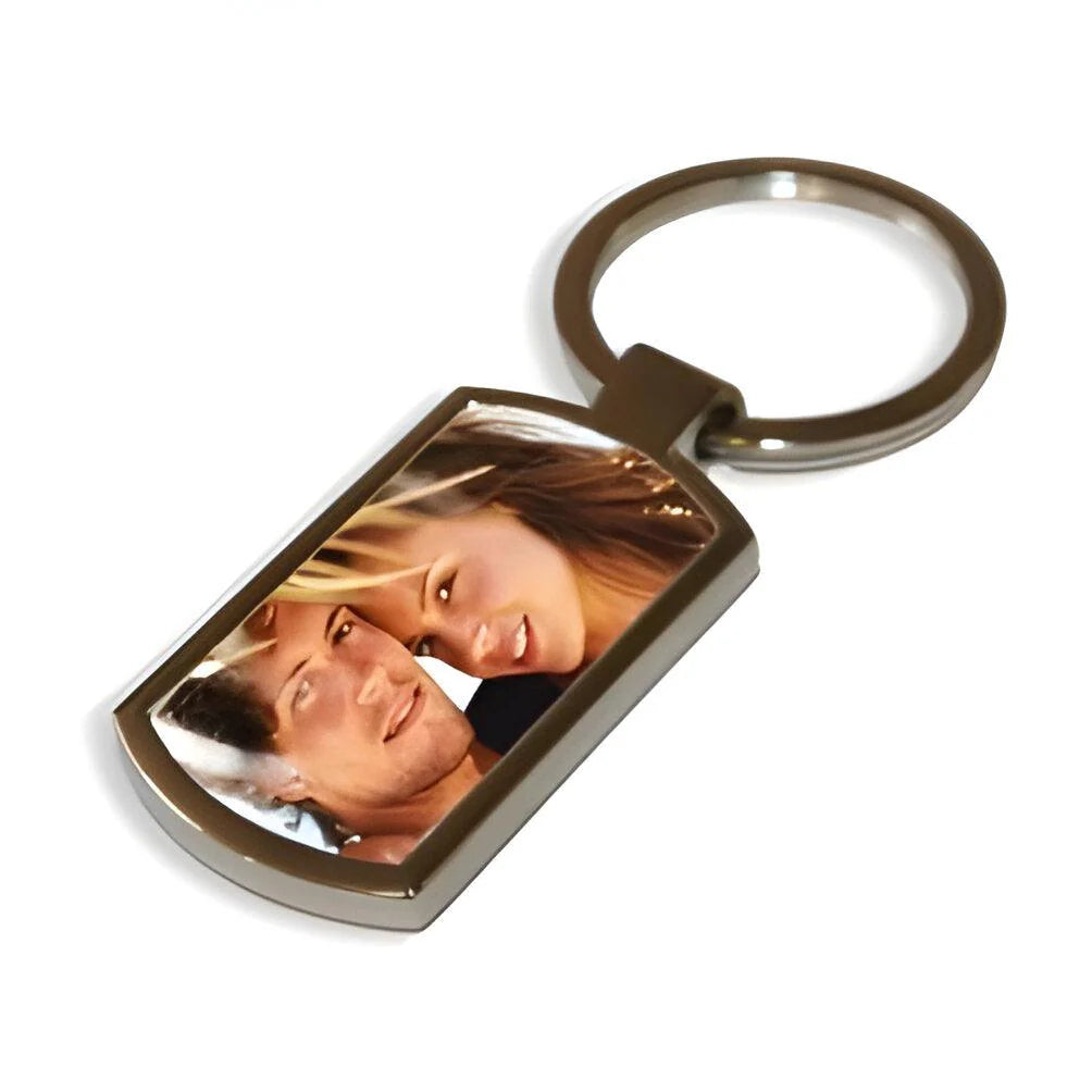 Customisable Keyring - Metal - Oblong - Silver