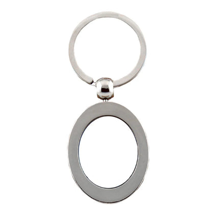 Customisable Keyring - Metal - Oval - Vertical - Silver