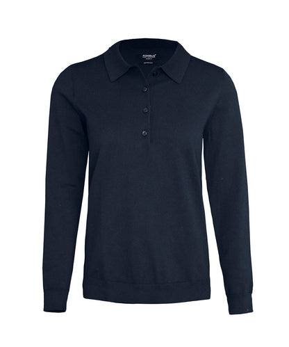 Women’s Brighton long sleeve polo – elegant knitted polo - Navy