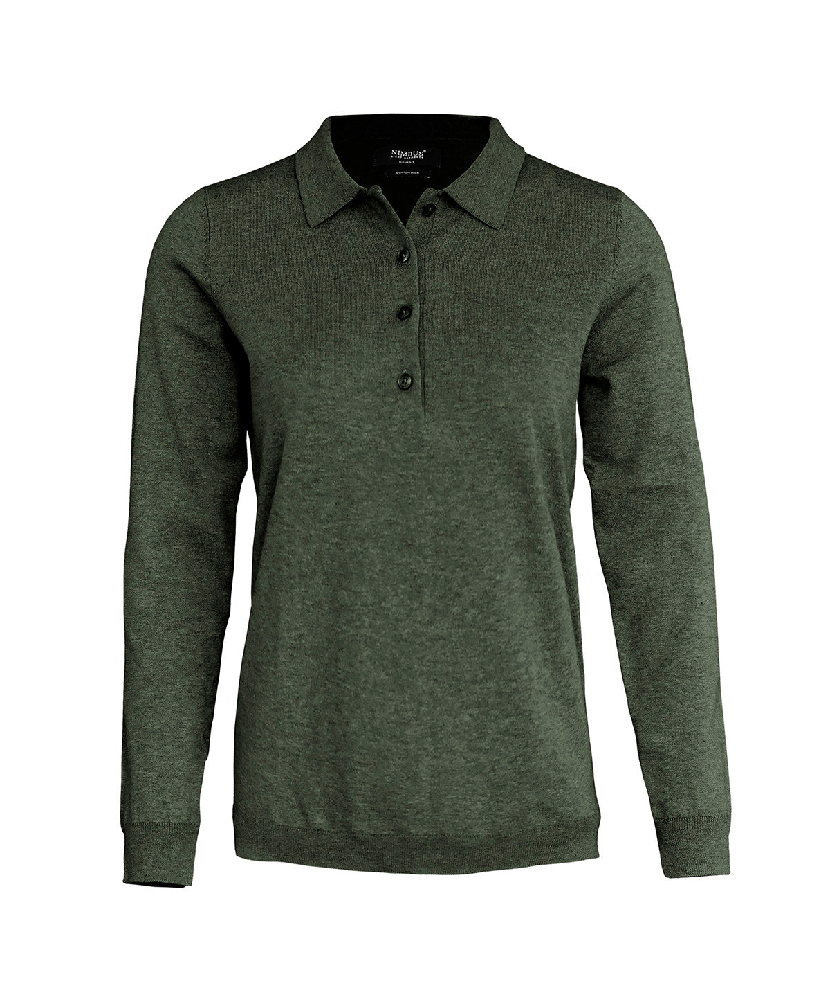 Women’s Brighton long sleeve polo – elegant knitted polo - Olive Melange