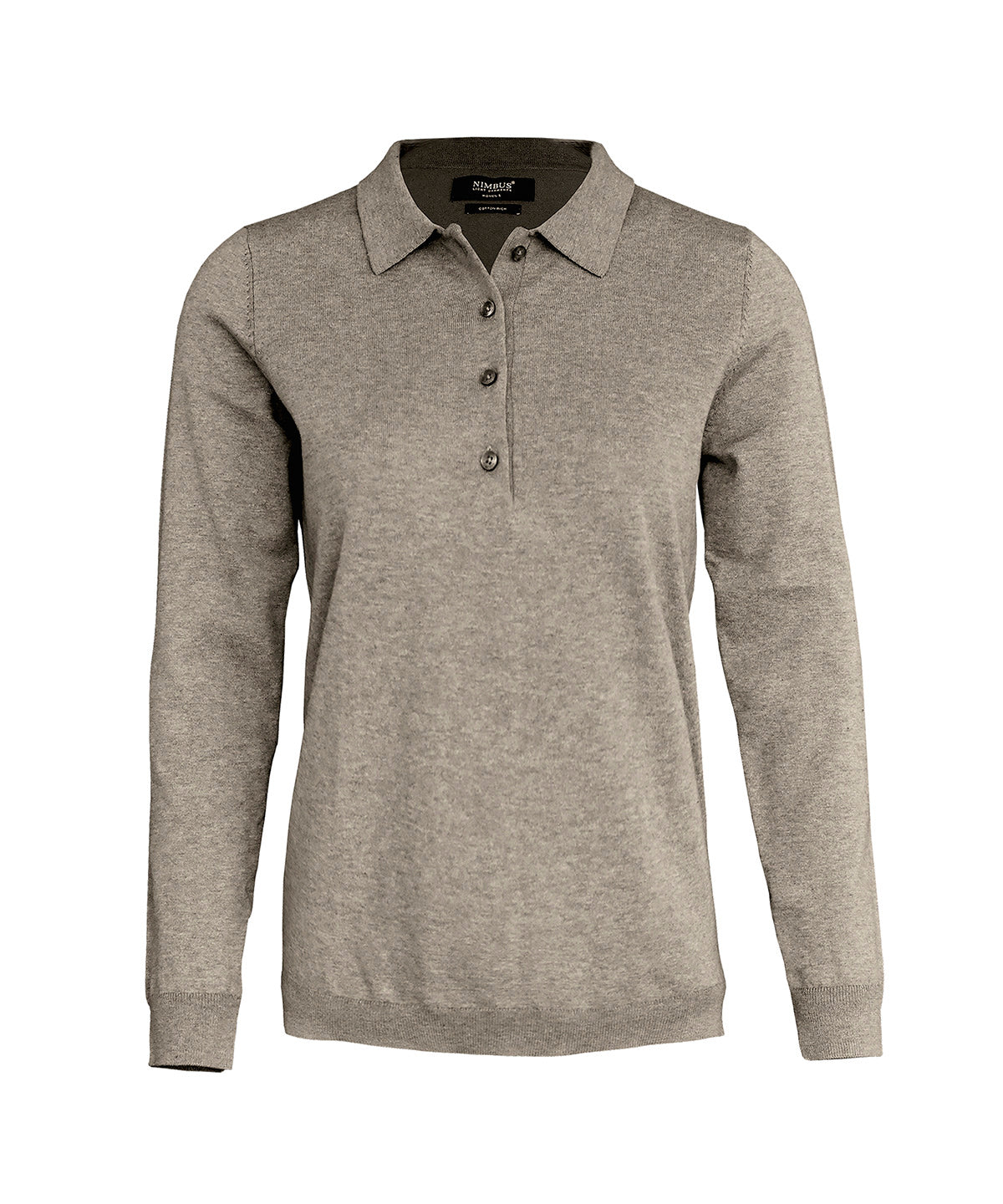 Women’s Brighton long sleeve polo – elegant knitted polo - Sand Melange