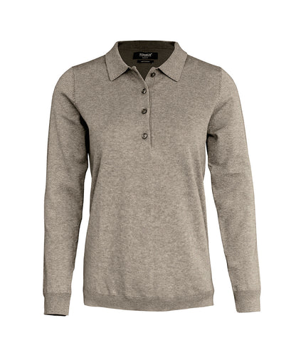 Women’s Brighton long sleeve polo – elegant knitted polo - Sand Melange