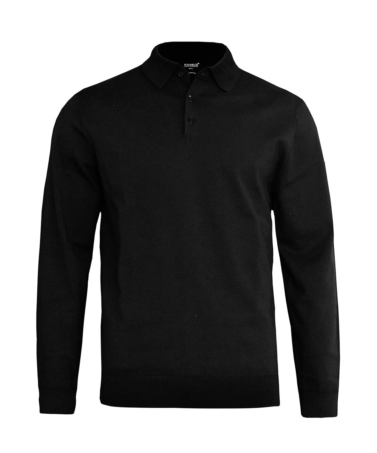 Brighton long sleeve polo – elegant knitted polo - Black