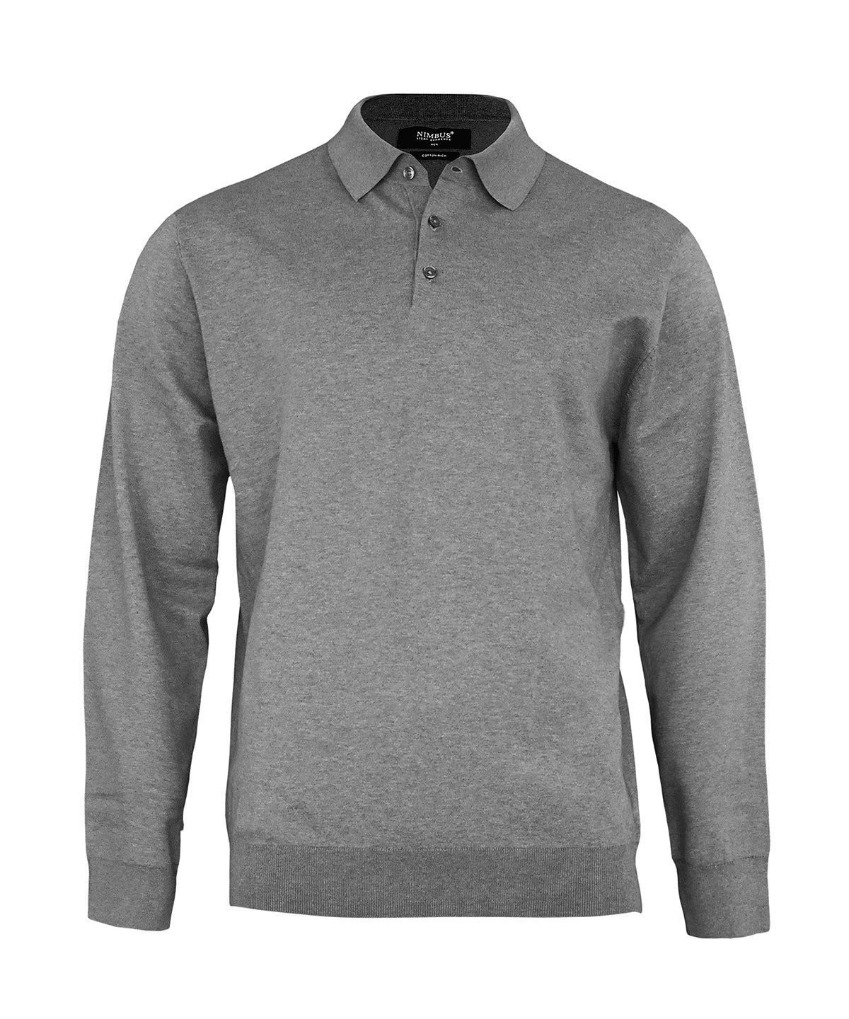 Brighton long sleeve polo – elegant knitted polo - Grey Melange