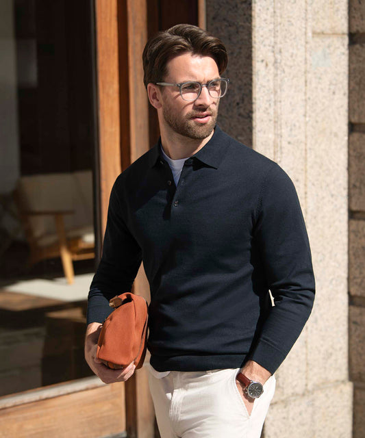 Brighton long sleeve polo – elegant knitted polo