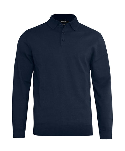 Brighton long sleeve polo – elegant knitted polo - Navy