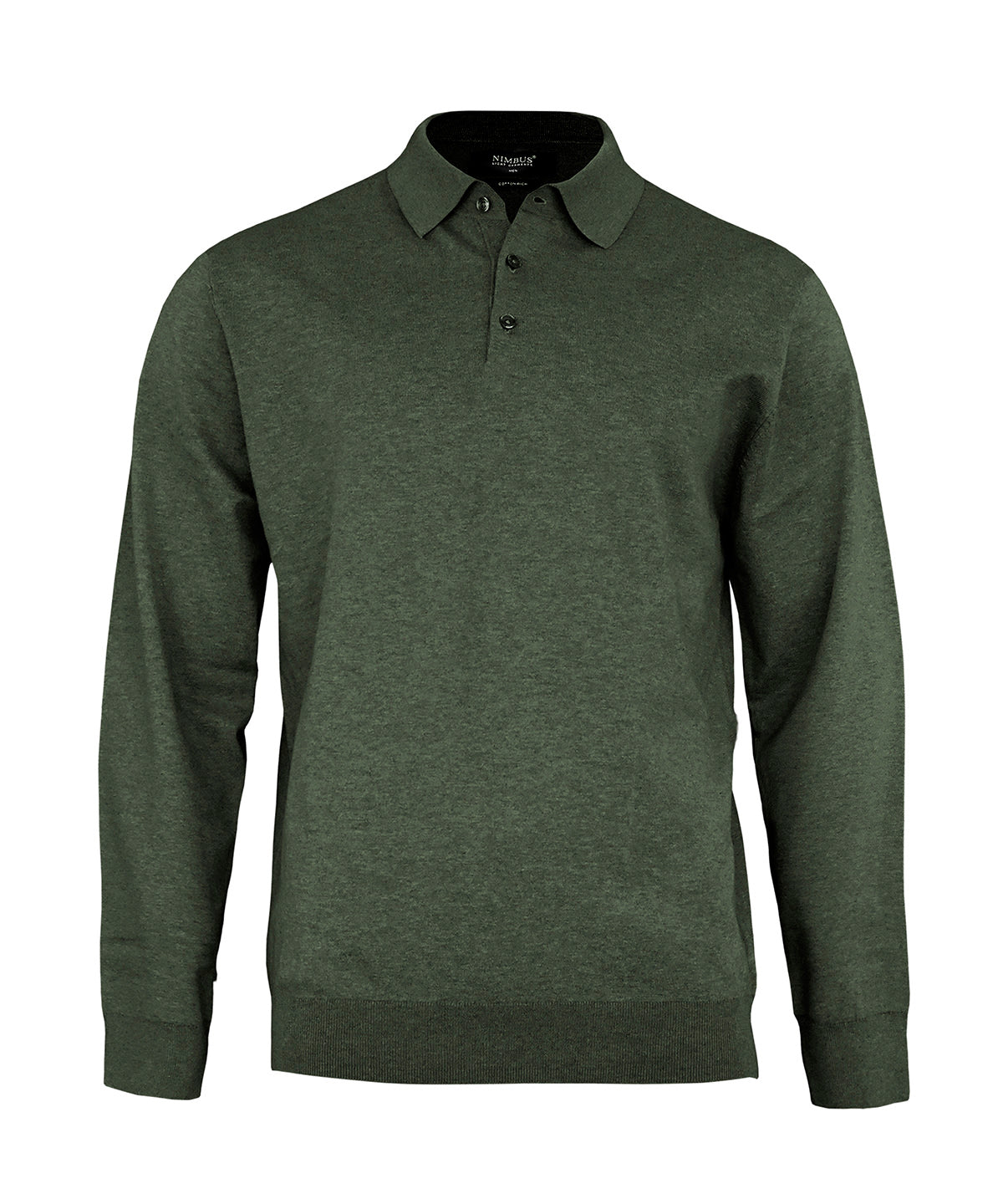 Brighton long sleeve polo – elegant knitted polo - Olive Melange