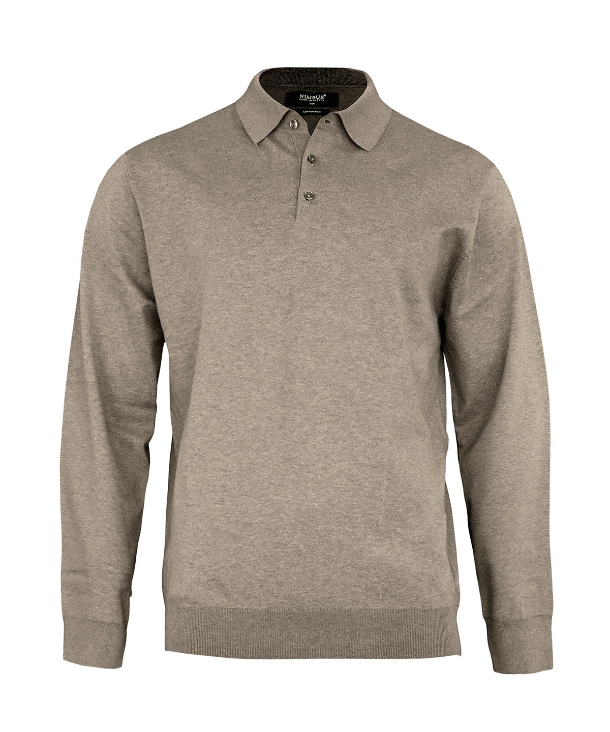 Brighton long sleeve polo – elegant knitted polo - Sand Melange