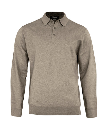 Brighton long sleeve polo – elegant knitted polo - Sand Melange