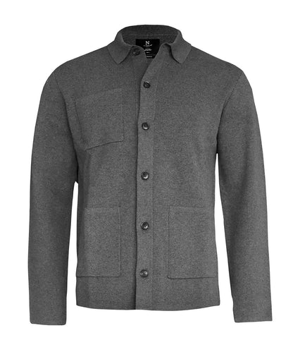 Nimbus Wilton Refined Milano Knit Overshirt in Dark Grey Melange, front view
