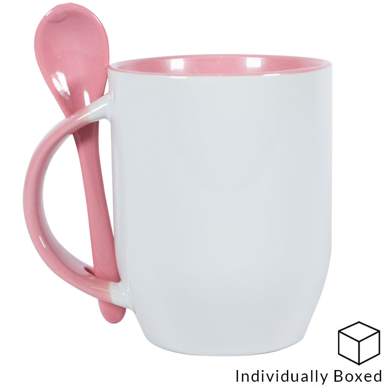 Two Tone Mug with Spoon - Pink