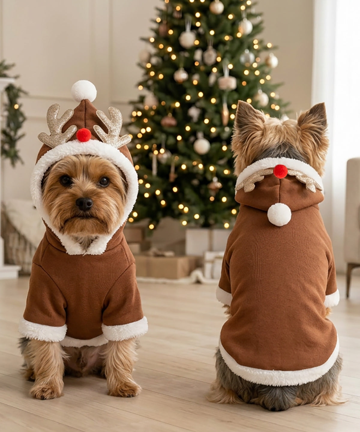 Dog’s reindeer hoodie