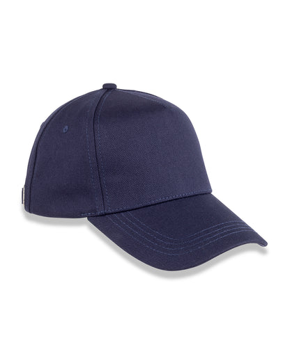 Result Headwear 5-Panel Organic Cotton Cap in Navy, front view
