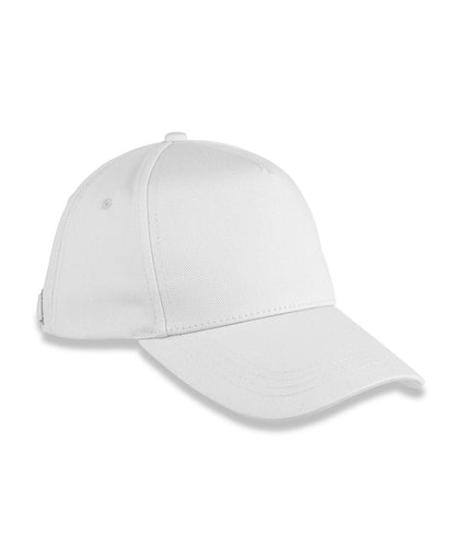 Result Headwear 5-Panel Organic Cotton Cap in White, front view