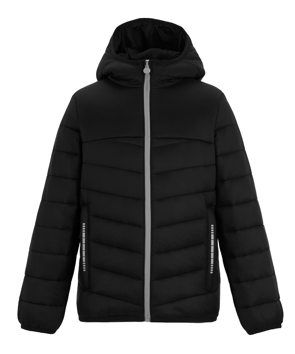 Junior Loftlite hooded baffle jacket - Black/Mineral Grey