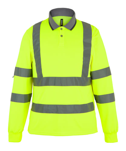 Hi-vis Pro contract long sleeve polo - Yellow