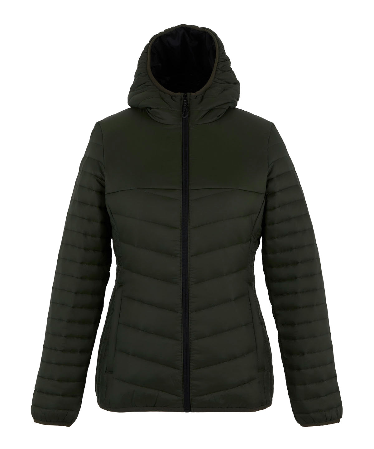 Loftlite women’s hooded baffle jacket - Dark Khaki/Black