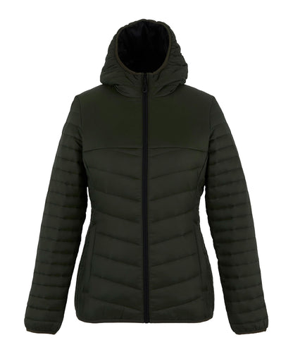 Loftlite women’s hooded baffle jacket - Dark Khaki/Black