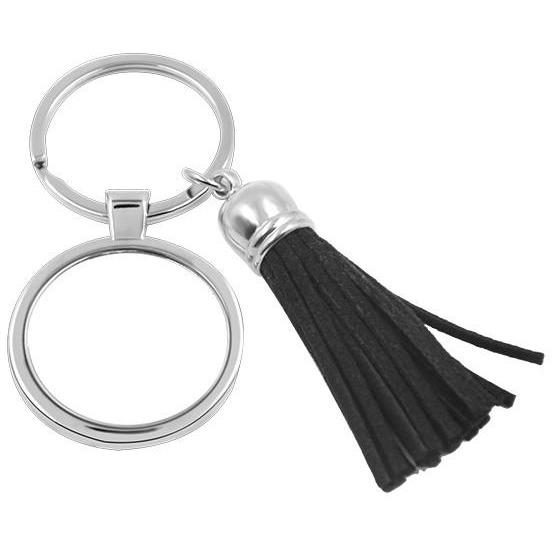 Tassel Keyring - Black / Small Round