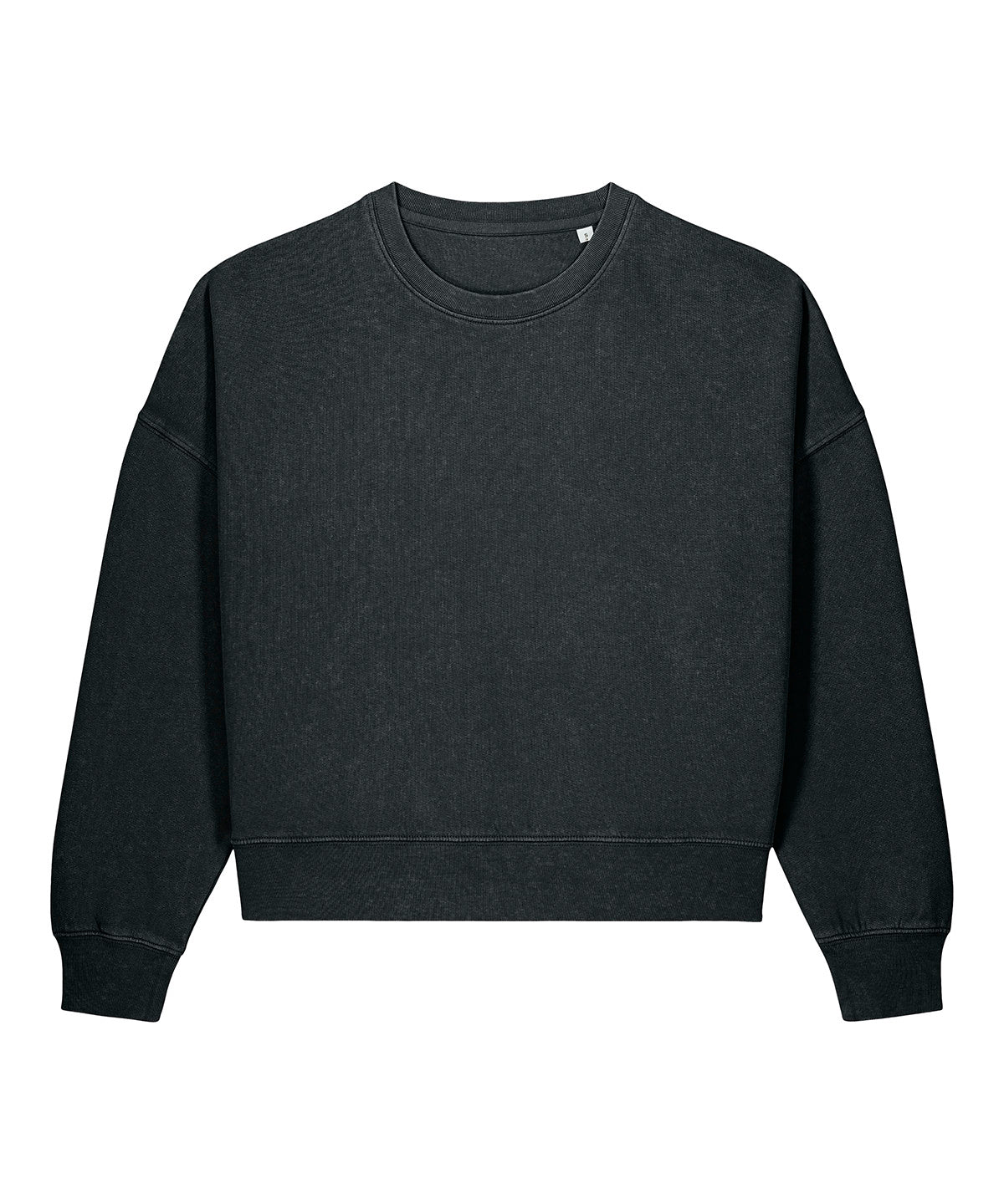 Stanley/Stella Stella Alma Vintage Sweatshirt in Garment Dyed Black Rock, front view