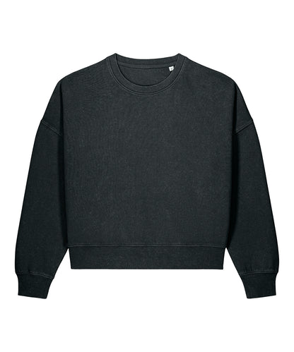 Stanley/Stella Stella Alma Vintage Sweatshirt in Garment Dyed Black Rock, front view