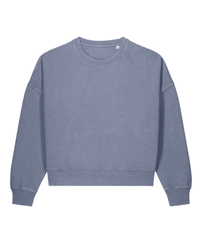 Stanley/Stella Stella Alma Vintage Sweatshirt in Garment Dyed Blue Grey, front view