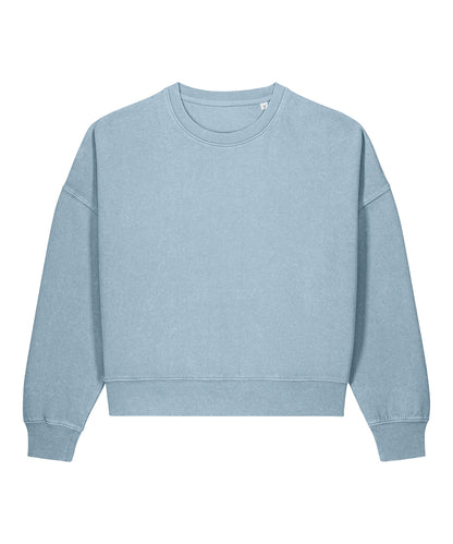 Stanley/Stella Stella Alma Vintage Sweatshirt in Garment Dyed Blue Stone, front view