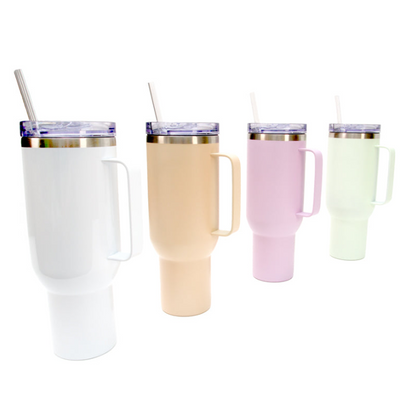 40oz Tumbler with Metal Handle - Light Green