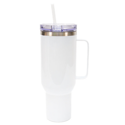 40oz Tumbler with Metal Handle - White