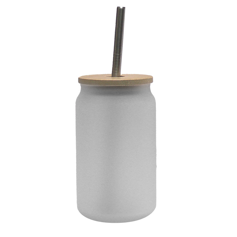 Frosted Glass Tumbler with Bamboo Lid - 13oz
