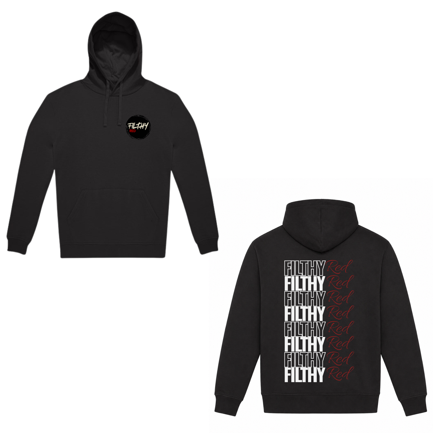 FILTHY RED Stacked Identity Hoodie (BLACK EDITION)