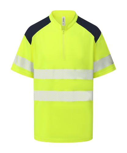 Yoko Hi-vis mandarin collar zip neck comfort trim polo (HVJ230)