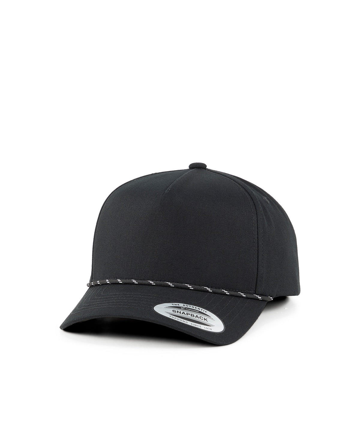 YP Classics retro cotton blend 5-panel snapback cap - Black