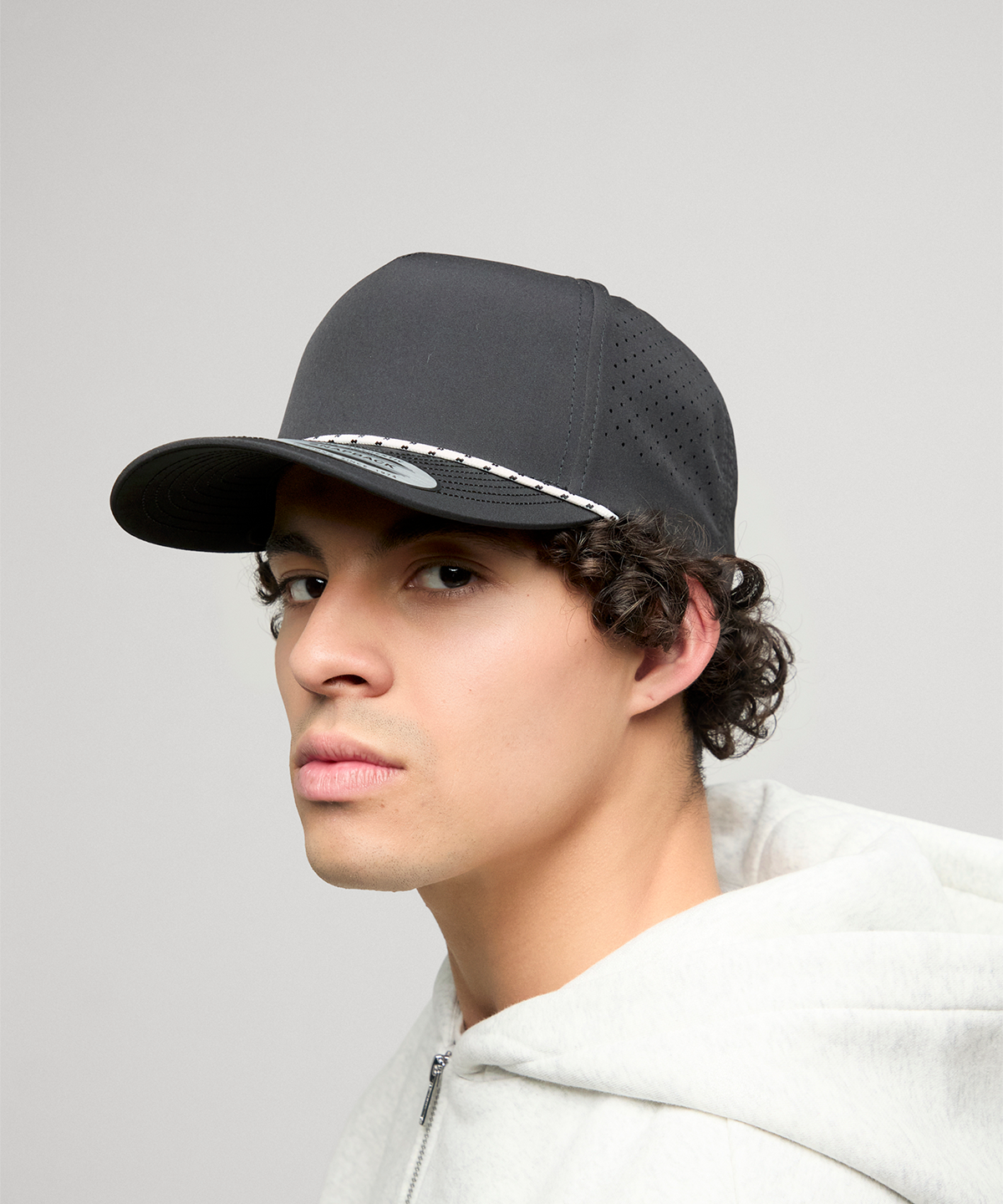 YP Classics 5-panel snapback cap with perforations and braided rope