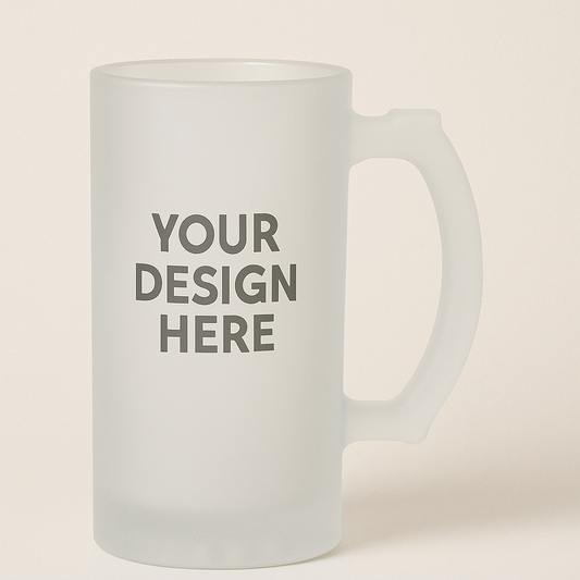 Customisable Frosted Glass 'Trigger' Beer Stein – 16oz